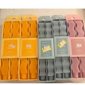 Room Essentials Wavy/Diamond Candles 5 Sets of 2 Fragrance Free Yellow Blue Pink